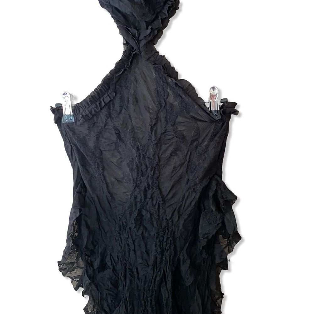 Jaded London Scrunch Lace Ruffle Dress black jellyfish hem cut out Revolve 2 S - Picture 10 of 16